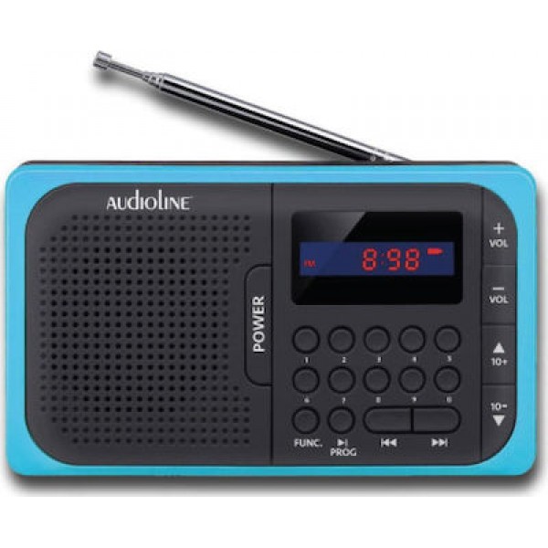 Audioline TR-210 Φορητό Ραδιόφωνο Επαναφορτιζόμενο με USB Μπλέ (070031)
