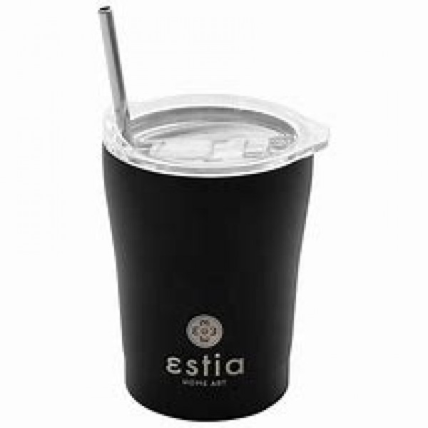 Estia 01-12083 Coffee Mug Θερμός με Καλαμάκι 350ml Μαύρο